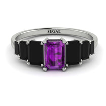 Emerald Cut Amethyst Geometrical Ring - Briella No. 309 image 1