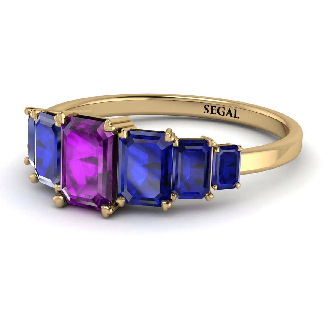 Emerald Cut Amethyst Geometrical Ring - Briella No. 313