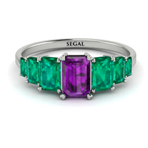 Emerald Cut Amethyst Geometrical Ring - Briella No. 306 image 1