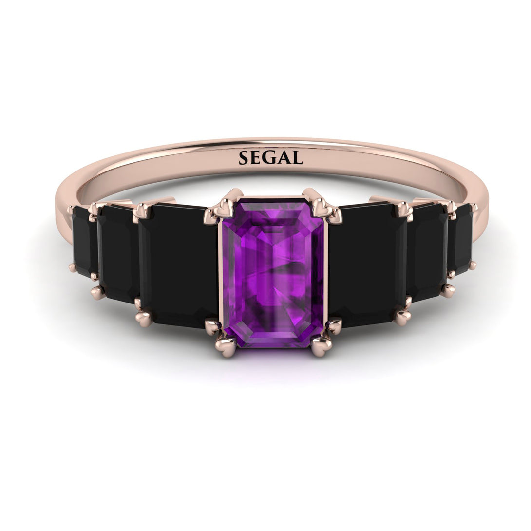 Emerald Cut Amethyst Geometrical Ring - Briella No. 308