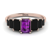 Emerald Cut Amethyst Geometrical Ring - Briella No. 308 image 1