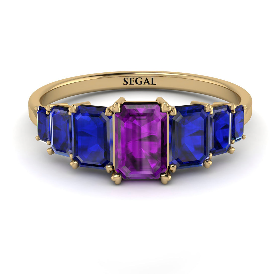 Emerald Cut Amethyst Geometrical Ring - Briella No. 313