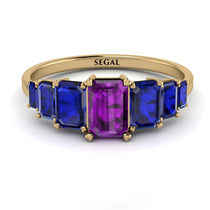 Emerald Cut Amethyst Geometrical Ring - Briella No. 313 image 1