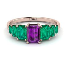 Emerald Cut Amethyst Geometrical Ring - Briella No. 305 image 1