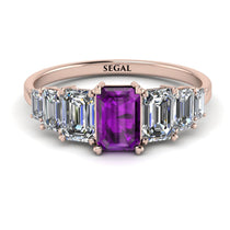 Emerald Cut Amethyst Geometrical Ring - Briella No. 302 image 1