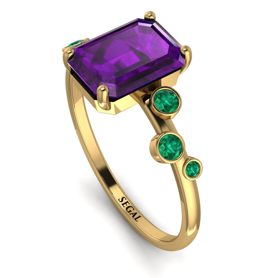 Emerald Cut Amethyst Ring With Bezel - Alina No. 304
