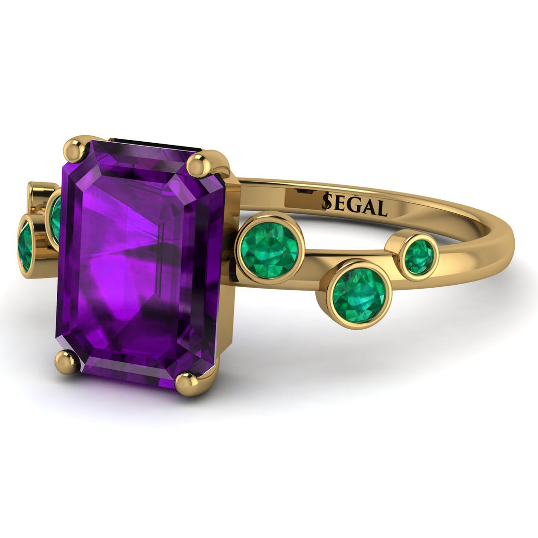 Emerald Cut Amethyst Ring With Bezel - Alina No. 304