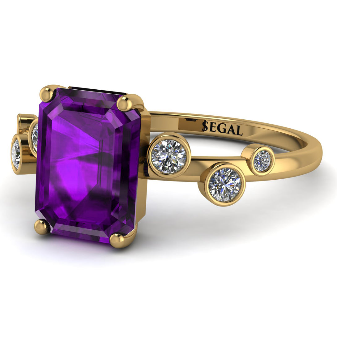 Emerald Cut Amethyst Ring With Bezel - Alina No. 301
