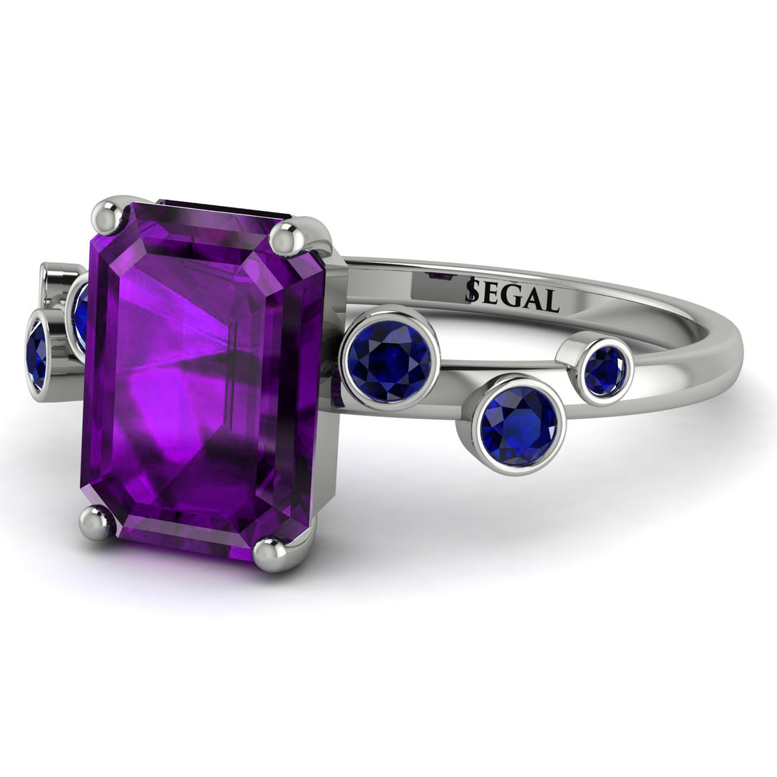 Emerald Cut Amethyst Ring With Bezel - Alina No. 315