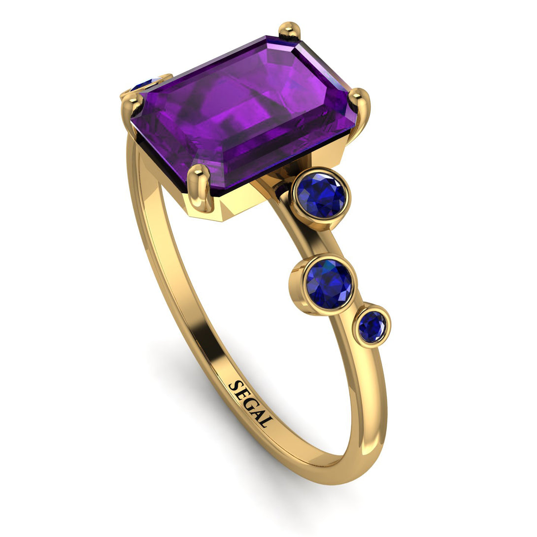 Emerald Cut Amethyst Ring With Bezel - Alina No. 313