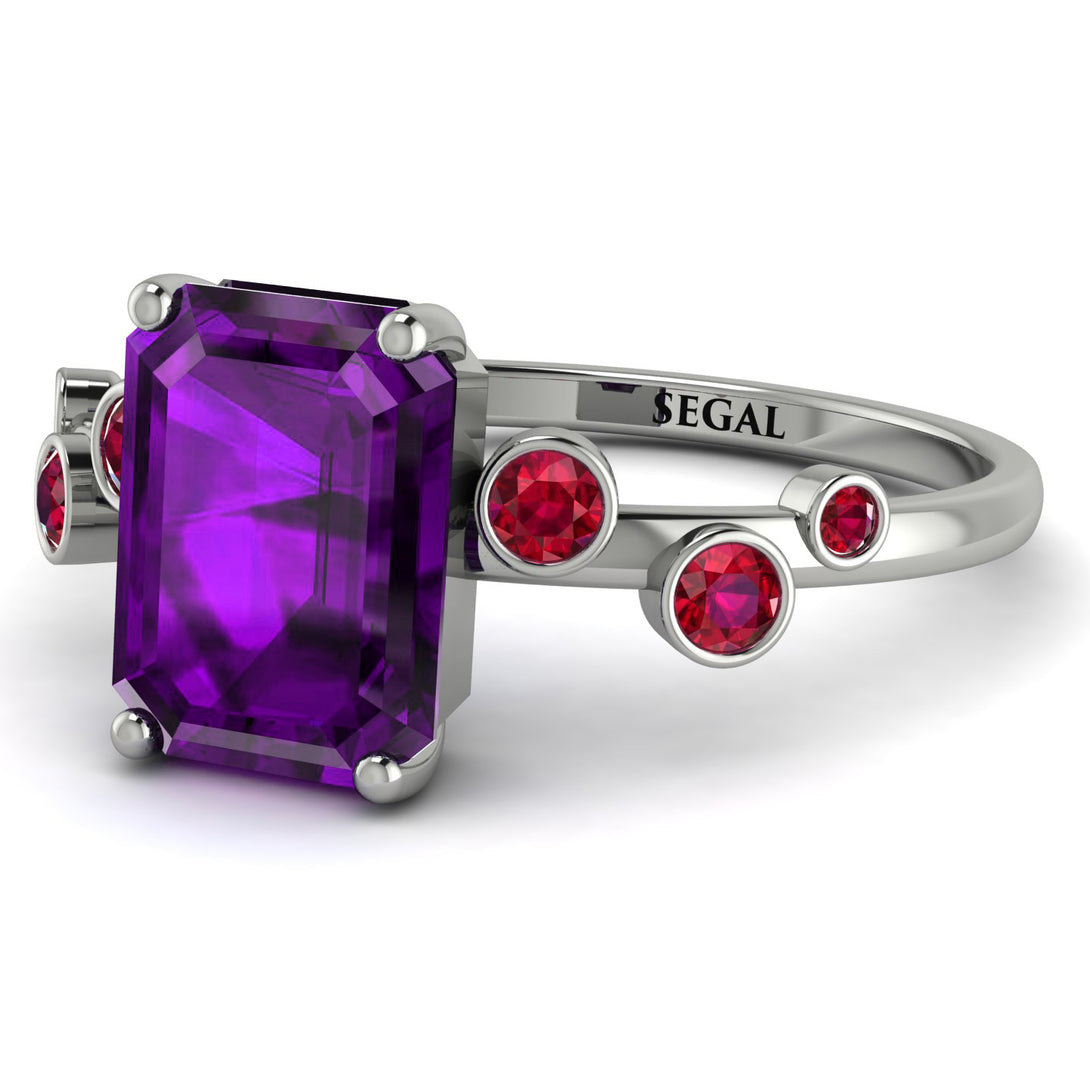 Emerald Cut Amethyst Ring With Bezel - Alina No. 312