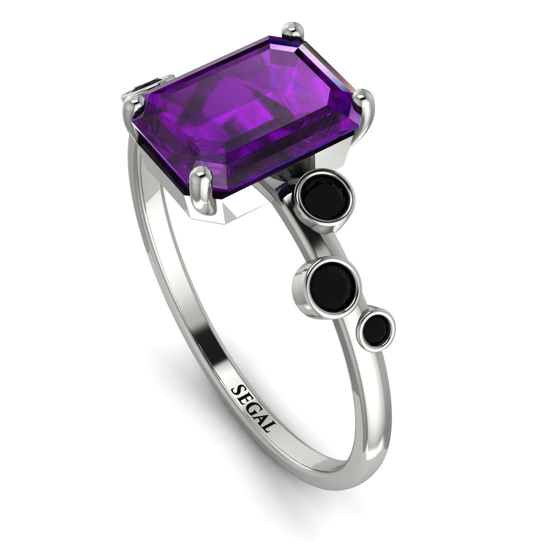 Emerald Cut Amethyst Ring With Bezel - Alina No. 309