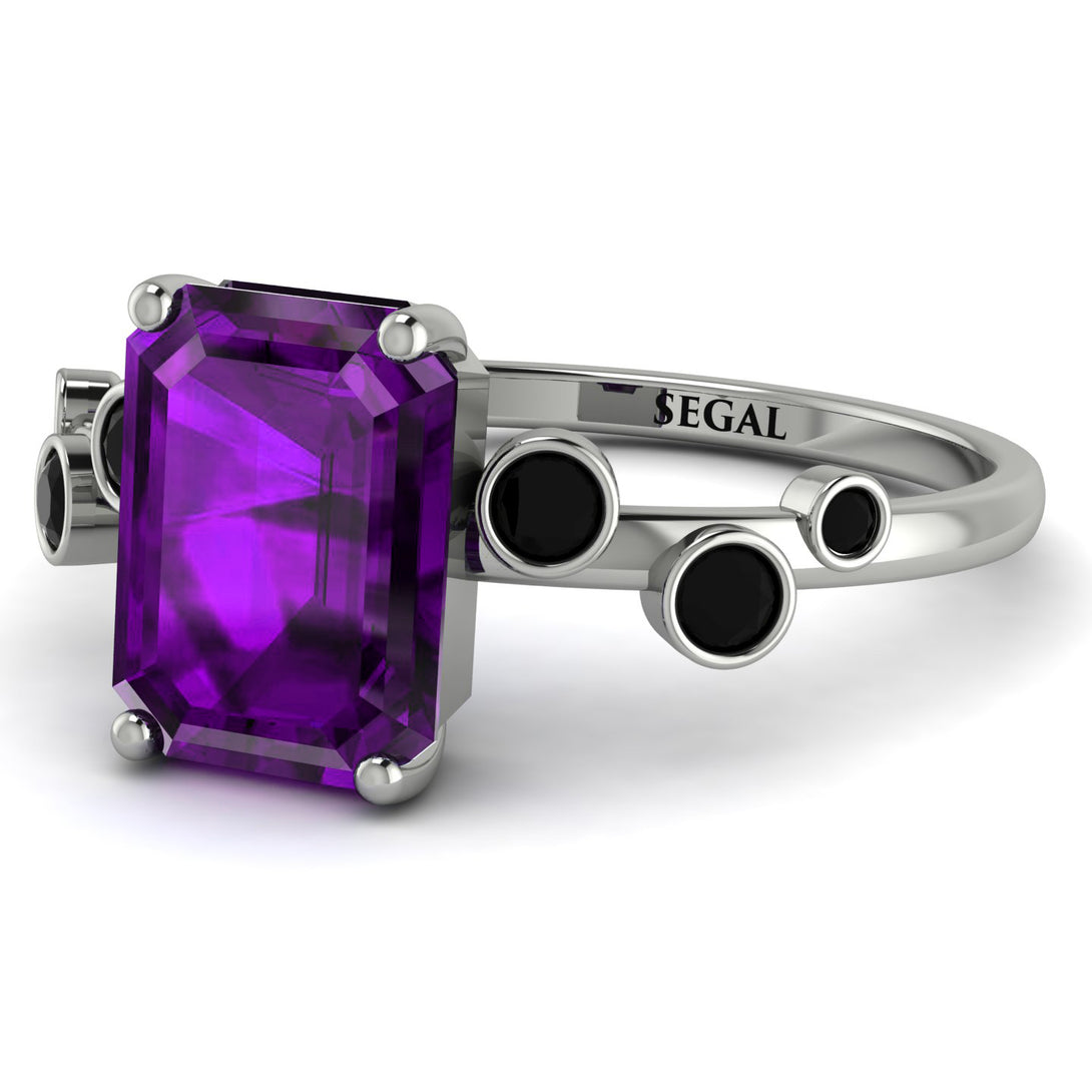 Emerald Cut Amethyst Ring With Bezel - Alina No. 309