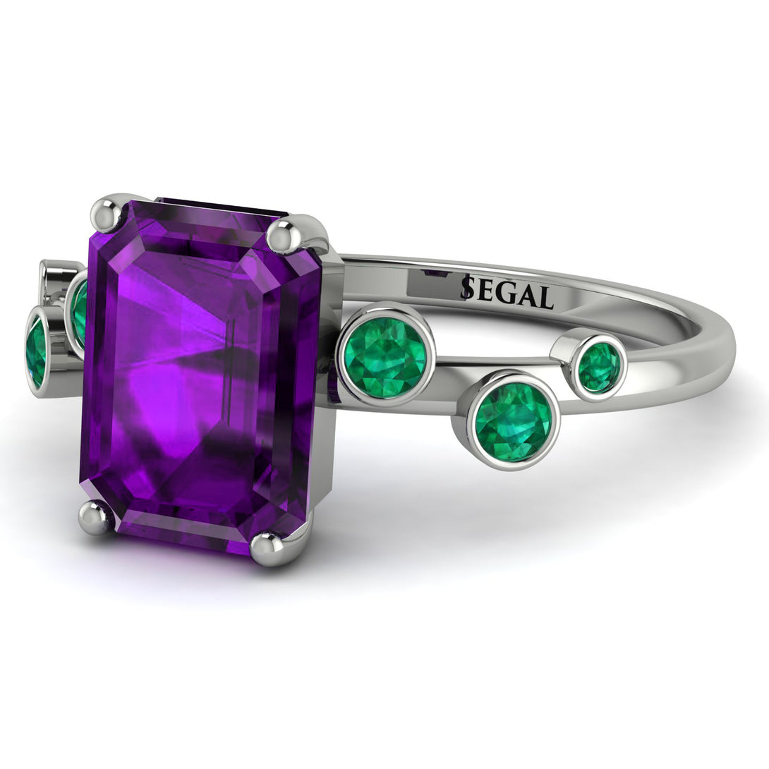 Emerald Cut Amethyst Ring With Bezel - Alina No. 306