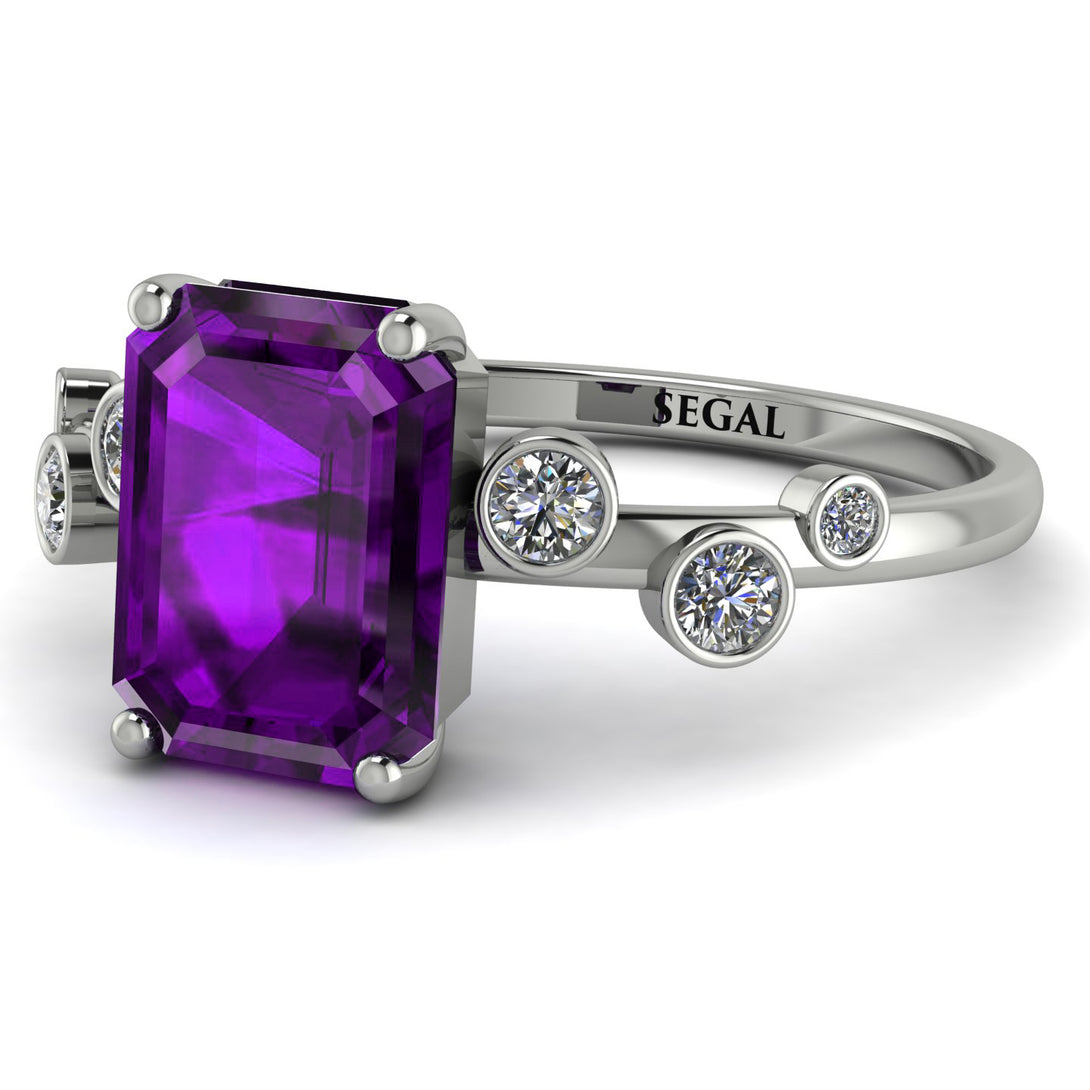 Emerald Cut Amethyst Ring With Bezel - Alina No. 303