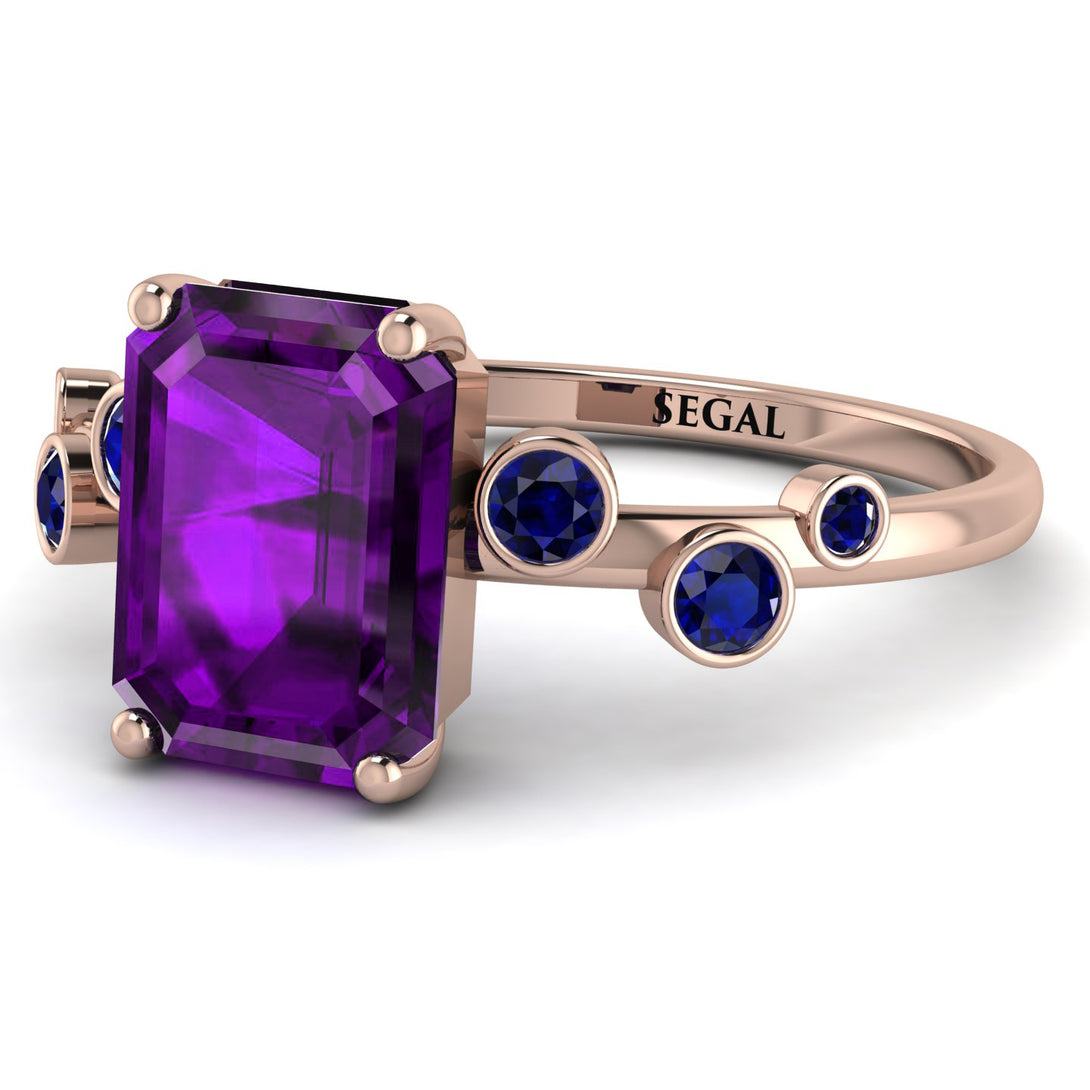 Emerald Cut Amethyst Ring With Bezel - Alina No. 314