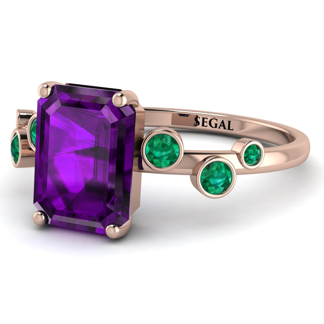 Emerald Cut Amethyst Ring With Bezel - Alina No. 305