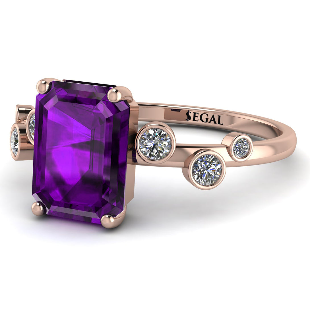 Emerald Cut Amethyst Ring With Bezel - Alina No. 302