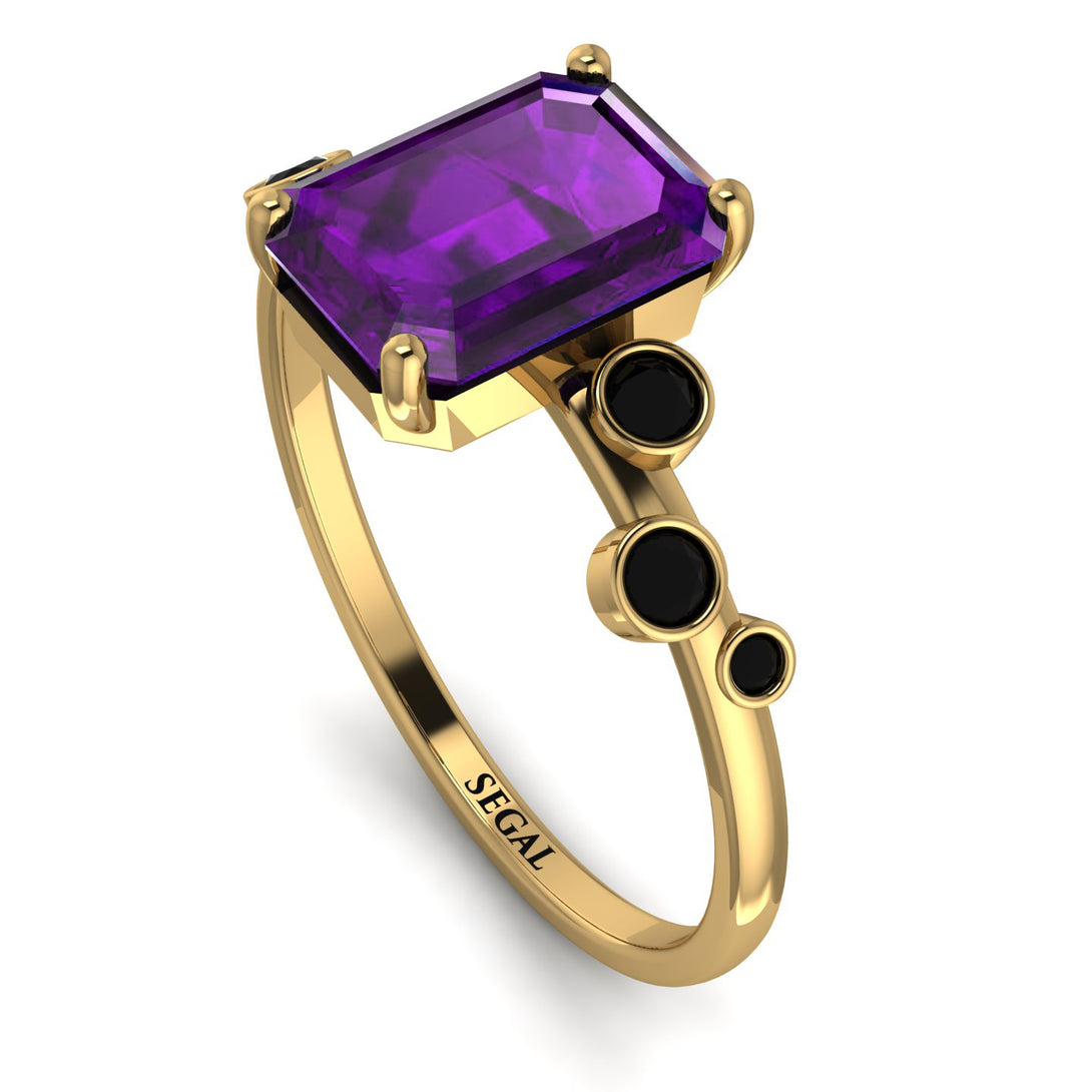 Emerald Cut Amethyst Ring With Bezel - Alina No. 307