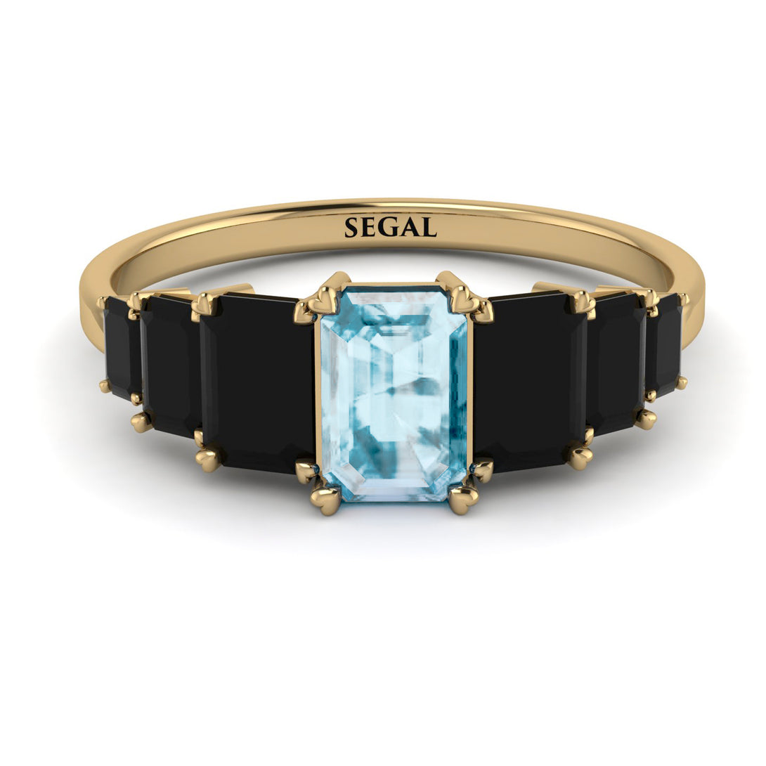 Emerald Cut Aquamarine Geometrical Ring - Briella No. 407