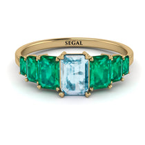 Emerald Cut Aquamarine Geometrical Ring - Briella No. 404 image 1