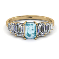 Emerald Cut Aquamarine Geometrical Ring - Briella No. 401 image 1