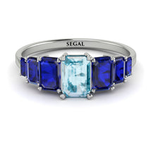 Emerald Cut Aquamarine Geometrical Ring - Briella No. 415 image 1