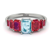 Emerald Cut Aquamarine Geometrical Ring - Briella No. 412 image 1