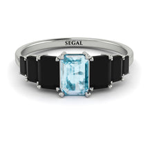 Emerald Cut Aquamarine Geometrical Ring - Briella No. 409 image 1