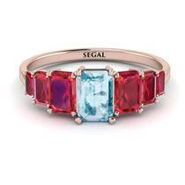 Emerald Cut Aquamarine Geometrical Ring - Briella No. 411 image 1