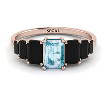 Emerald Cut Aquamarine Geometrical Ring - Briella No. 408 image 1