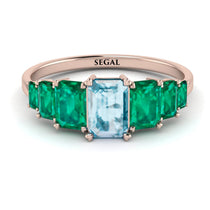 Emerald Cut Aquamarine Geometrical Ring - Briella No. 405 image 1