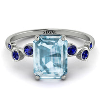 Emerald Cut Aquamarine Ring With Bezel - Alina No. 415 image 1