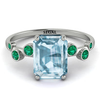 Emerald Cut Aquamarine Ring With Bezel - Alina No. 406 image 1