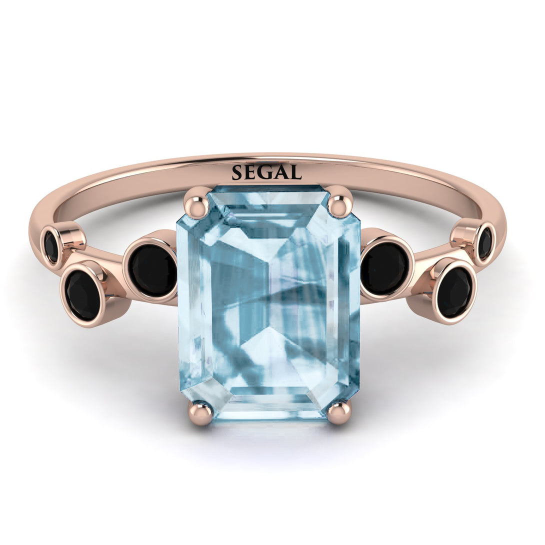 Emerald Cut Aquamarine Ring With Bezel - Alina No. 408