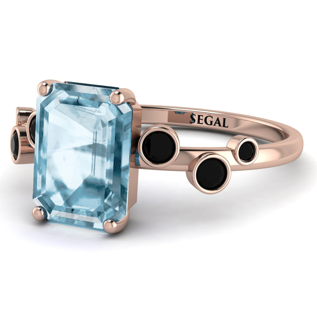 Emerald Cut Aquamarine Ring With Bezel - Alina No. 408