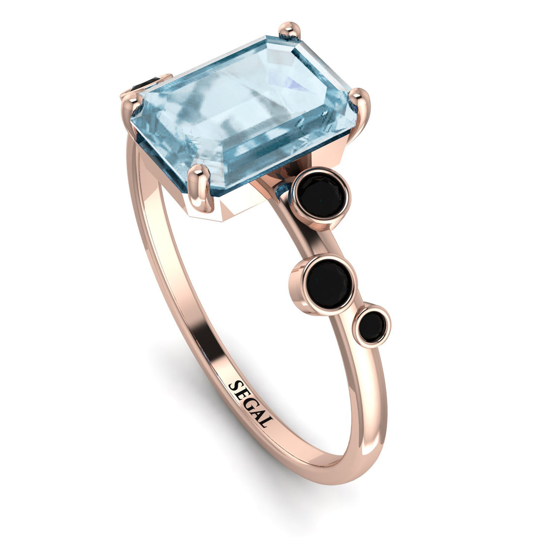 Emerald Cut Aquamarine Ring With Bezel - Alina No. 408