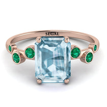 Emerald Cut Aquamarine Ring With Bezel - Alina No. 405 image 1