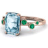 Emerald Cut Aquamarine Ring With Bezel - Alina No. 405
