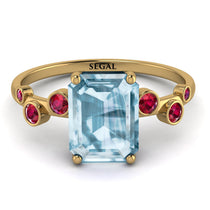 Emerald Cut Aquamarine Ring With Bezel - Alina No. 410 image 1