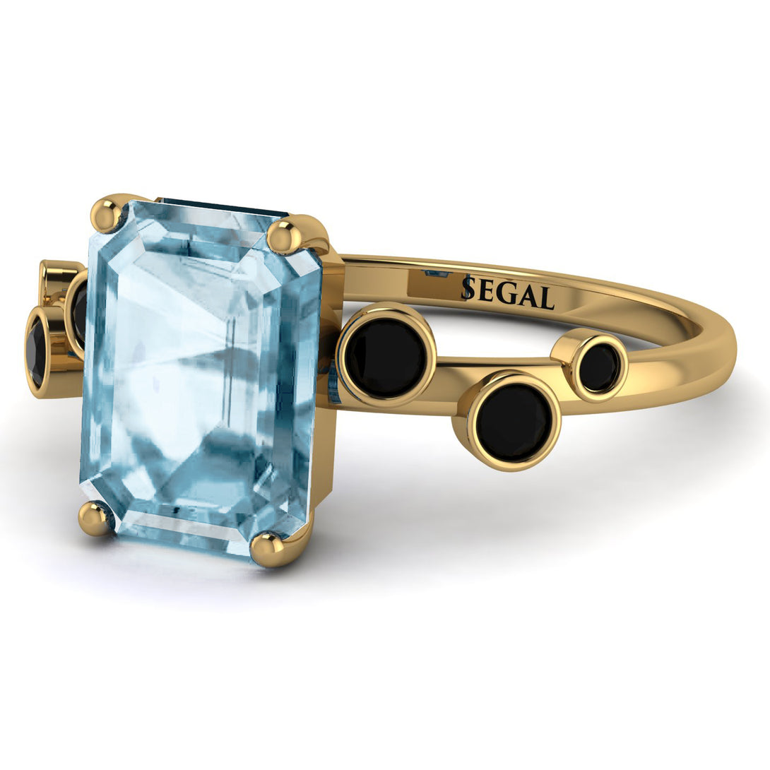 Emerald Cut Aquamarine Ring With Bezel - Alina No. 407
