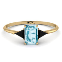 Emerald Cut Aquamarine With Triangles Ring - Remi No. 407 image 1