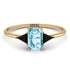 Emerald Cut Aquamarine With Triangles Ring - Remi No. 407