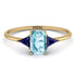 Emerald Cut Aquamarine With Triangles Ring - Remi No. 413