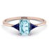 Emerald Cut Aquamarine With Triangles Ring - Remi No. 414 image 1