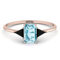 Emerald Cut Aquamarine With Triangles Ring - Remi No. 408 image 1