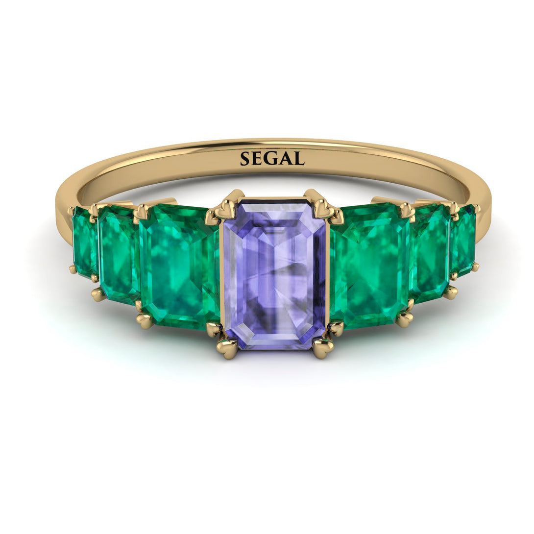 Emerald Cut Tanzanite Geometrical Ring - Briella No. 204