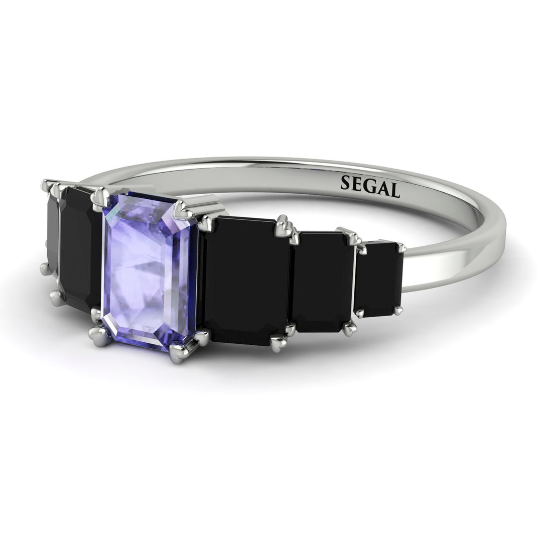 Emerald Cut Tanzanite Geometrical Ring - Briella No. 209