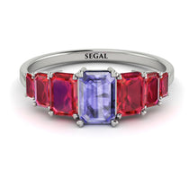 Emerald Cut Tanzanite Geometrical Ring - Briella No. 212 image 1