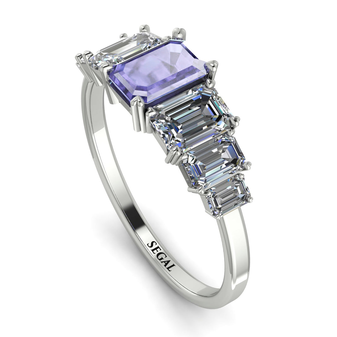 Emerald Cut Tanzanite Geometrical Ring - Briella No. 203